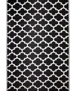 Fab Habitat 180x270 cm Recycled Plastic Outdoor Rug and Mat Tangier Black and White
