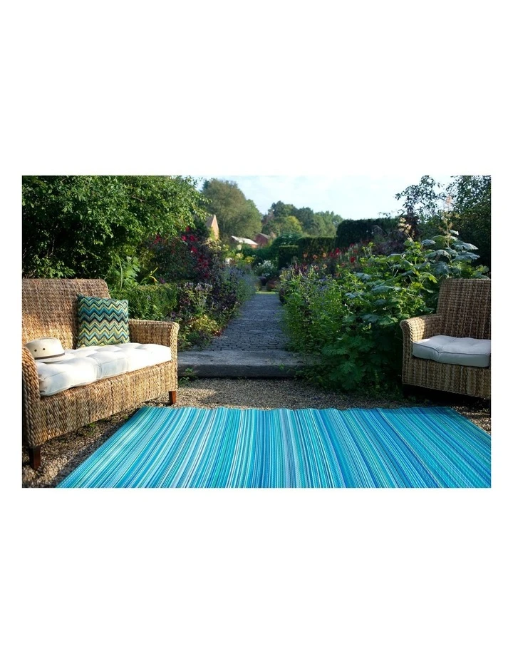 Fab Habitat 150x238cm Cancun Aqua Recycled Plastic Outdoor Rug and Mat 7 Fab Habitat 150x238cm Cancun Aqua Recycled Plastic Outdoor Rug and Mat - Image 7