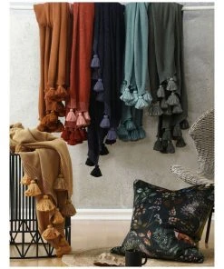 M.M Linen Birch Throw Navy