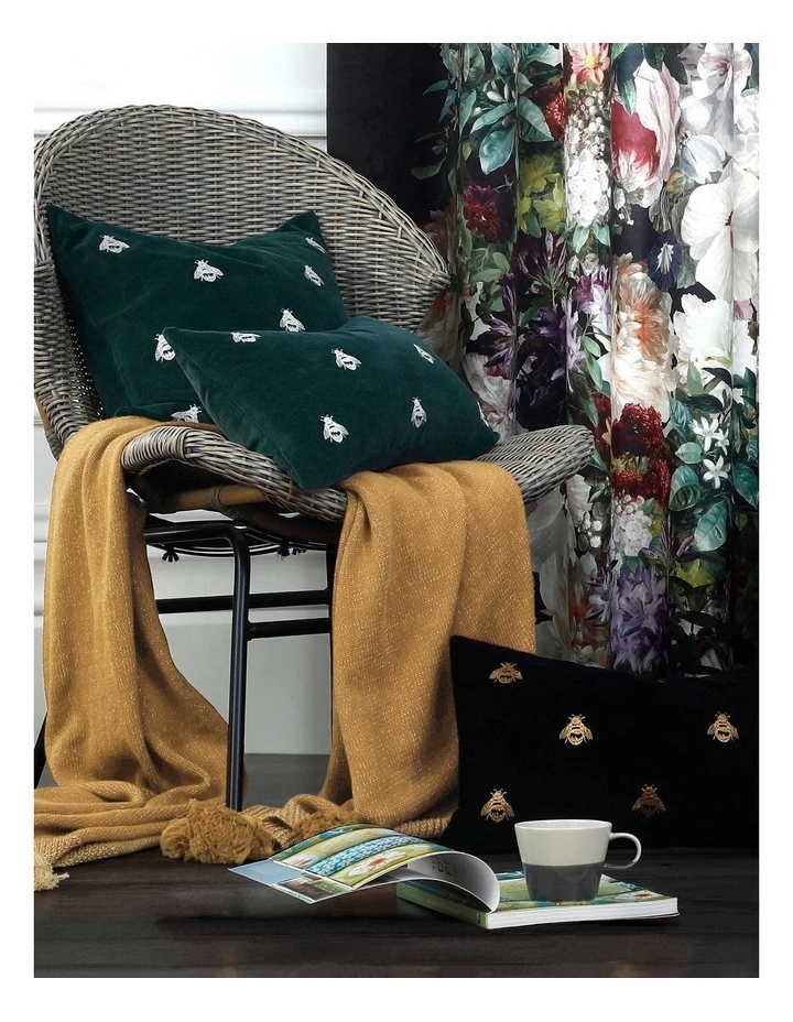 M.M Linen Buzz Cushion 30x50cm in Emerald 3 M.M Linen Buzz Cushion 30x50cm in Emerald - Image 3