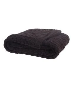 M.M Linen Cable Knit Throw in Coffee