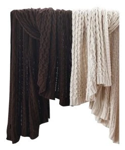 M.M Linen Cable Knit Throw in Coffee -The Shine Nook Sales Store 841634560 3 720x928