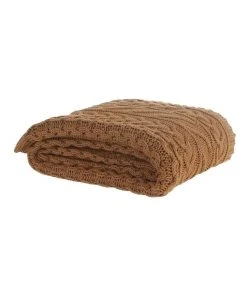 M.M Linen Cable Knit Throw in Spice