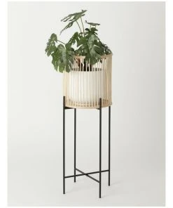 Vue Pulse 80cm Natural Bamboo & Metal Planter Stand