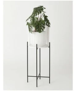 Vue Pulse 80cm White Bamboo And Metal Planter Stand