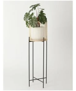 Vue Pulse 100cm Natural Bamboo And Metal Planter Stand