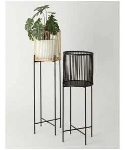 Vue Pulse 100cm Natural Bamboo And Metal Planter Stand -The Shine Nook Sales Store 847318780 3 720x928