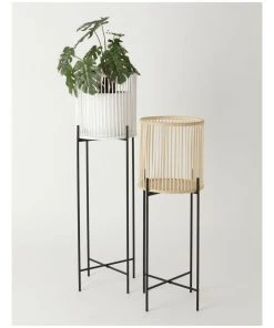 Vue Pulse 100cm White Bamboo And Metal Planter Stand -The Shine Nook Sales Store 847318960 3 720x928