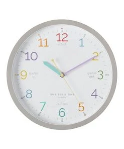 One Six Eight London Learn The Time Grey 30Cm Silent Wall Clock