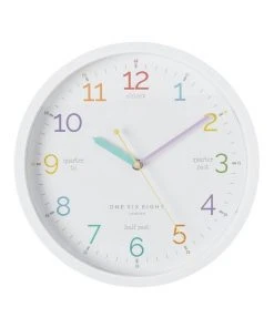 One Six Eight London Learn The Time White 30Cm Silent Wall Clock