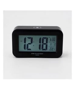 One Six Eight London Rielly - Black Digital Rectangle Alarm Clock