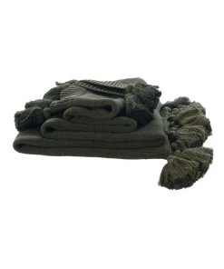 M.M Linen Birch Throw In Olive