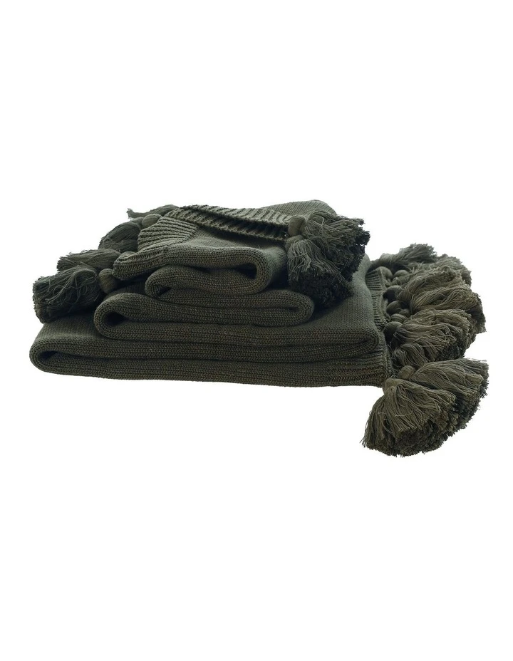 M.M Linen Birch Throw In Olive 1 M.M Linen Birch Throw In Olive