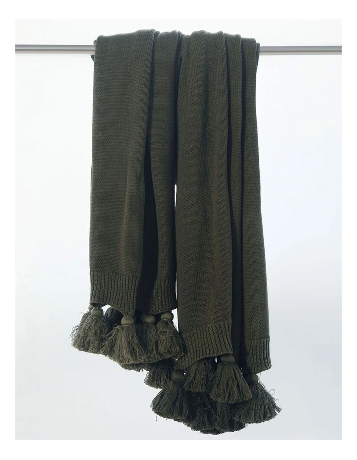 M.M Linen Birch Throw In Olive 2 M.M Linen Birch Throw In Olive - Image 2