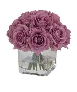 Vicky Yao Real Touch Luxury Artificial Purple Gray Rose Arrangement