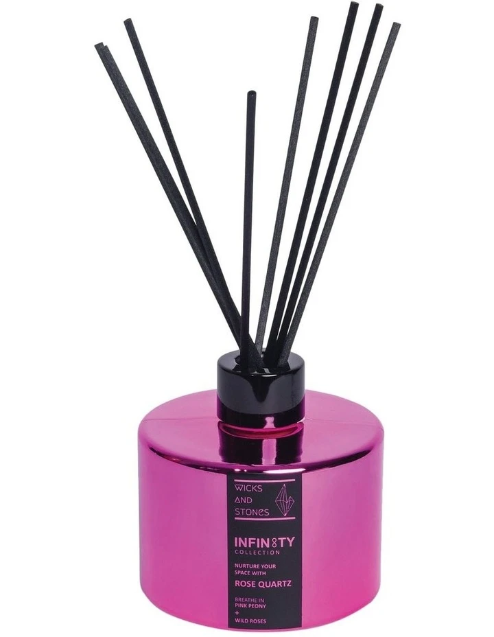 Wicks and Stones Infinity Crystal Reed Diffuser Rose Quartz 2 Wicks and Stones Infinity Crystal Reed Diffuser Rose Quartz - Image 2