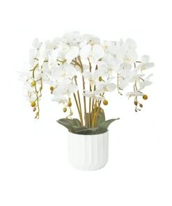 Cooper & Co Large White Orchid Potted Faux Plant 55cm