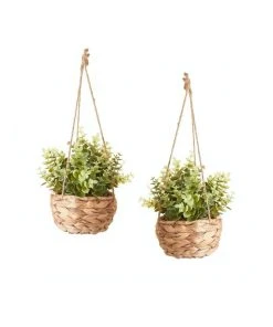 Cooper & Co Artificial Faux Plant in Hanging Basket Set of 2 41cm