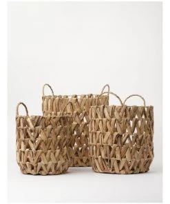 Australian House & Garden Kahlin Water Hyacinth Baskets Set of 3 in Natural
