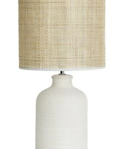 Australian House & Garden Nightcliff Ceramic Base Lamp With Weave Shade 46.5x26x26cm in White/Natural