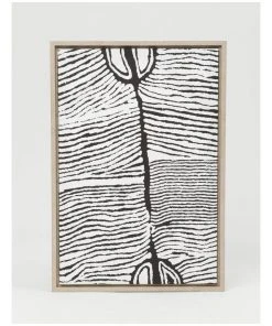 Warlukurlangu Artists x Vue Framed Wall Art 65x45cm Mina Jukurrpa (Mina Mina Dreaming) Ngalyipi by Judy Napangardi Watson