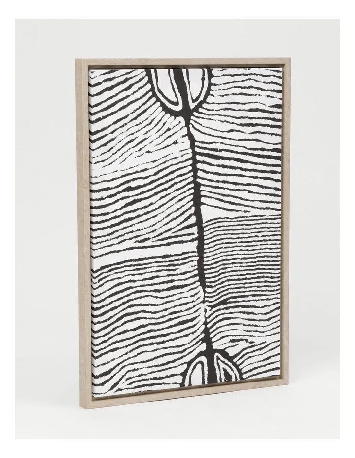 Warlukurlangu Artists x Vue Framed Wall Art 65x45cm Mina Jukurrpa (Mina Mina Dreaming) Ngalyipi by Judy Napangardi Watson 2 Warlukurlangu Artists x Vue Framed Wall Art 65x45cm Mina Jukurrpa (Mina Mina Dreaming) Ngalyipi by Judy Napangardi Watson - Image 2