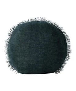 Aura Home Vintage Linen Fringe 55cm Round Cushion In Storm