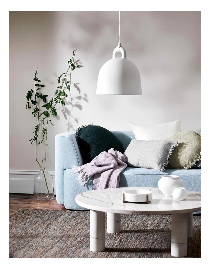 Aura Home Vintage Linen Fringe 55cm Round Cushion In Storm 3 Aura Home Vintage Linen Fringe 55cm Round Cushion In Storm - Image 3