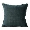 Aura Home Vintage Linen Fringe Cushion in Storm
