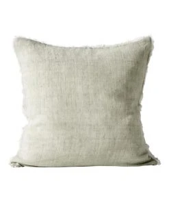 Aura Home Vintage Linen Fringe Cushion Fennel