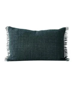 Aura Home Vintage Linen Fringe Rectangle Cushion in Storm