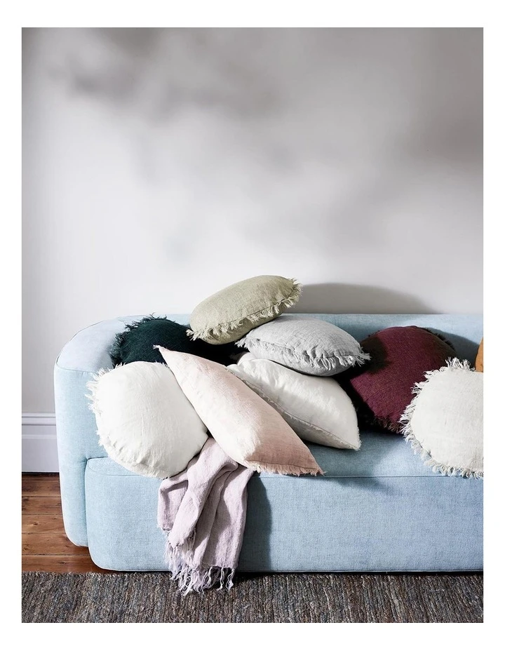 Aura Home Vintage Linen Fringe Rectangle Cushion in Storm 2 Aura Home Vintage Linen Fringe Rectangle Cushion in Storm - Image 2