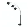 Sarantino Adjustable 3-Light Tapered Shade Arc Floor Lamp Black