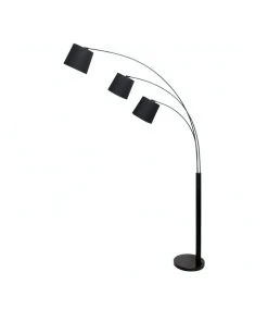 Sarantino Adjustable 3-Light Tapered Shade Arc Floor Lamp Black