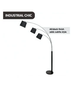 Sarantino Adjustable 3-Light Tapered Shade Arc Floor Lamp Black -The Shine Nook Sales Store 869501980 5 720x928