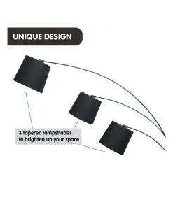 Sarantino Adjustable 3-Light Tapered Shade Arc Floor Lamp Black -The Shine Nook Sales Store 869501980 6 720x928