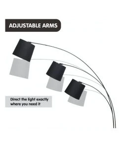 Sarantino Adjustable 3-Light Tapered Shade Arc Floor Lamp Black -The Shine Nook Sales Store 869501980 7 720x928