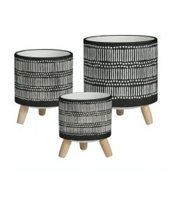 Cooper & Co Nested White Stripe Terracotta Pots