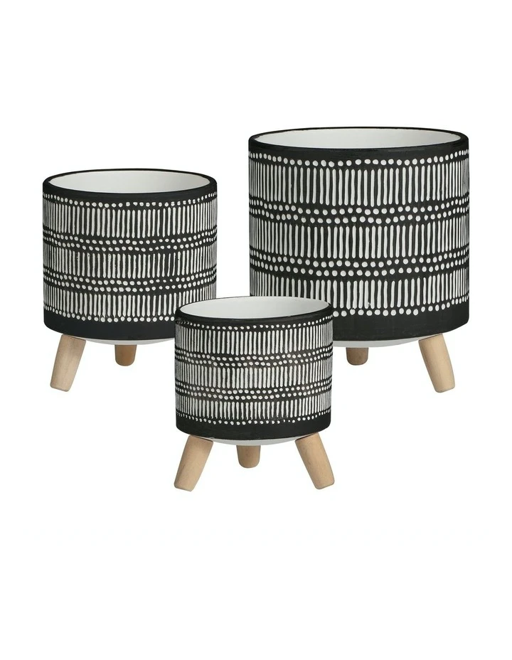 Cooper & Co Nested White Stripe Terracotta Pots 1 Cooper & Co Nested White Stripe Terracotta Pots