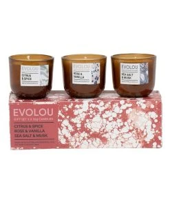 Salt&Pepper Evolou Candle Set Fresh 52g S/3 In Amber