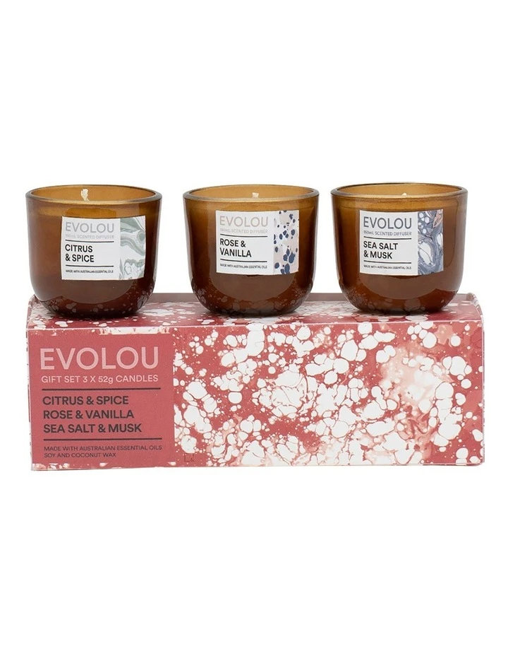 Salt&Pepper Evolou Candle Set Fresh 52g S/3 In Amber 1 Salt&Pepper Evolou Candle Set Fresh 52g S/3 In Amber