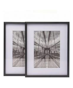Cooper & Co 8X10" Matt To 5X7" Premium Metallicus Metal Photo Frames Set Of 2 Black