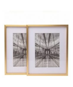 Cooper & Co 8X10" Matt to 5X7" Premium Metallicus Metal Photo Frames Set Of 2 Gold