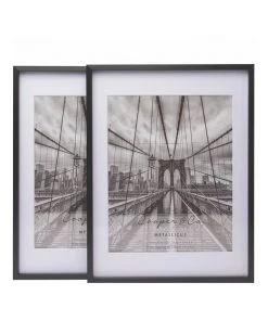 Cooper & Co 10x13" Matt to 8x10" Premium Metallicus Metal Photo Frames Set Of 2 Black