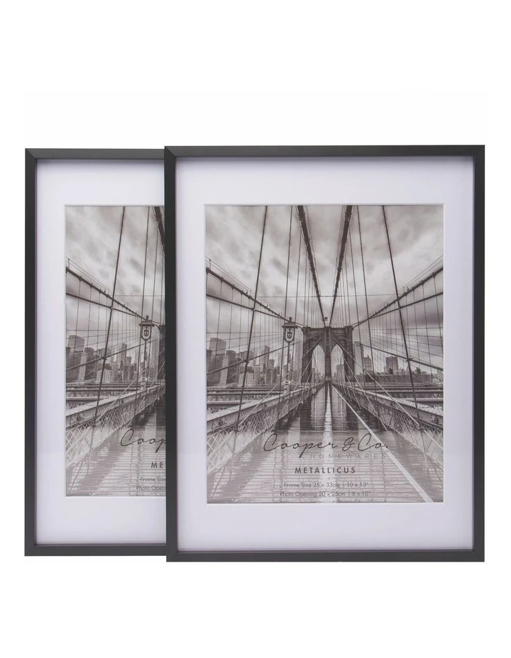 Cooper & Co 10x13" Matt to 8x10" Premium Metallicus Metal Photo Frames Set Of 2 Black 1 Cooper & Co 10x13" Matt to 8x10" Premium Metallicus Metal Photo Frames Set Of 2 Black