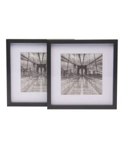 Cooper & Co 6X6" Matt to 4X4" Premium Metallicus Metal Photo Frames Set Of 2 Black