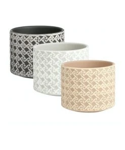 Cooper & Co Rattan Style Terracotta Pots Set of 3