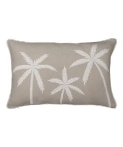 Madras Link Kerala Linen Embroidered Palm Cushion 40x60cm