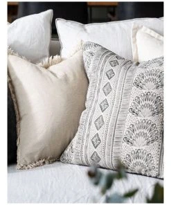 Madras Link Aish Linen Cushion 55cm Charcoal/Natural