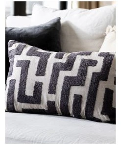 Madras Link Kent Embroidery Cushion Charcoal 40x60cm -The Shine Nook Sales Store 883787500 3 720x928